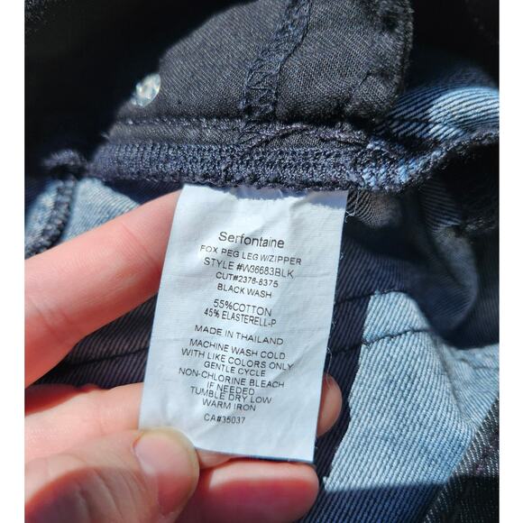 Serfontaine Black Fox Peg Leg Skinny Jeans 27 w/ Zipper W36683BLK Grunge Goth - Picture 6 of 8